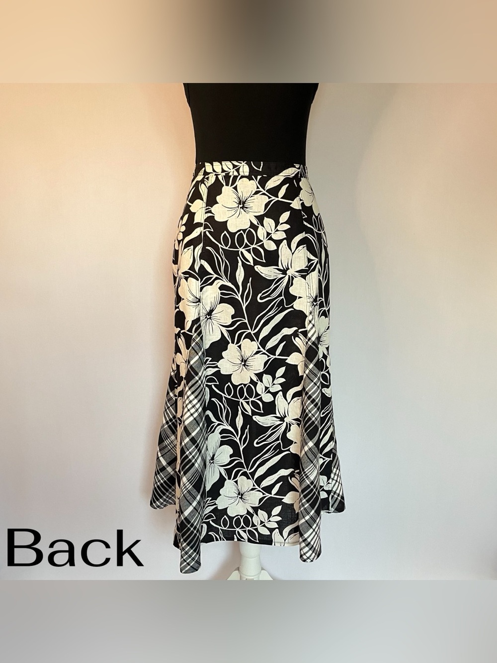 Polo Ralph Lauren Floral & Plaid 100% Linen A-Line Panel Midi Skirt Women’s Sz 6 - Picture 9 of 13